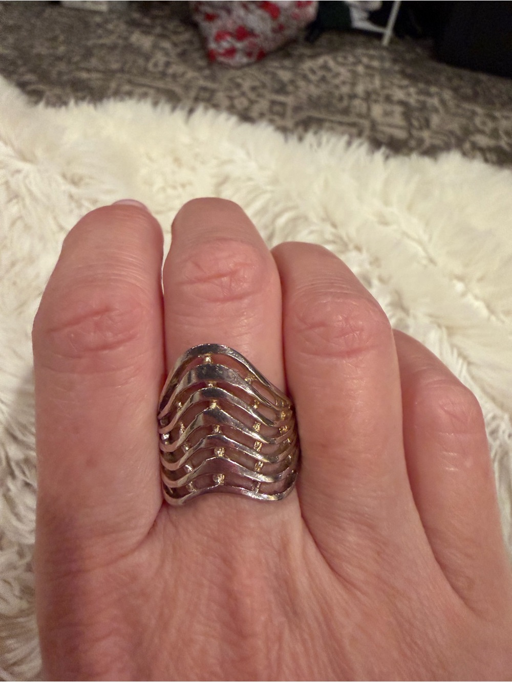 Silver Wave Band Ring - Women Jewelry